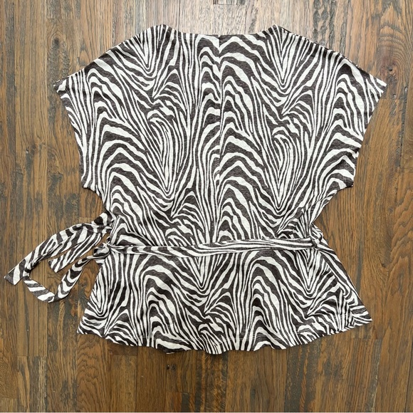 Banana Republic Zebra Print Linen Wrap Top - Picture 3 of 8